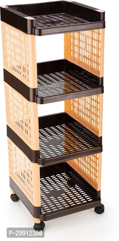 Stylish Beige Plastic 4 Layers Racks And Holders For Kitchen