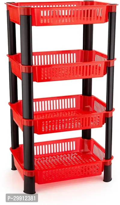 Stylish Red Plastic 4 Layers Racks And Holders For Kitchen