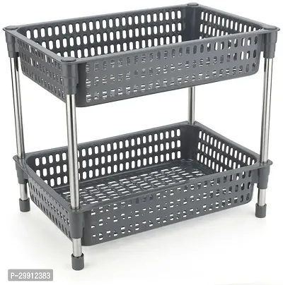 Stylish Grey Plastic 2 Layers Racks And Holders For Kitchen