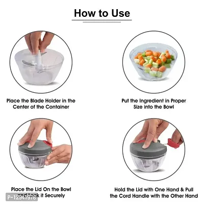 All In One 3 Blade Maual Chopper Mini Handy and Compact Chopper for Effortlessly Chopping Vegetables and Fruits for Your Kitchen-thumb4