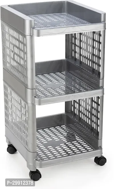 Stylish Grey Plastic 3 Layers Racks And Holders For Kitchen