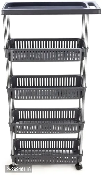 5 Layer Slim Rack With Handle-Grey-thumb0