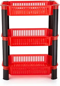 Stylish Red Plastic 3 Layers Racks And Holders For Kitchen-thumb1