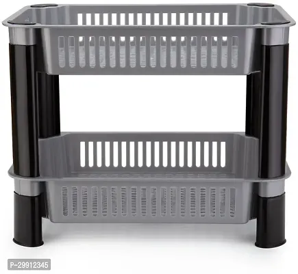 Stylish Grey Plastic 2 Layers Racks And Holders For Kitchen