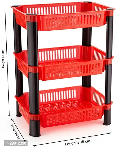 Stylish Red Plastic 3 Layers Racks And Holders For Kitchen-thumb3