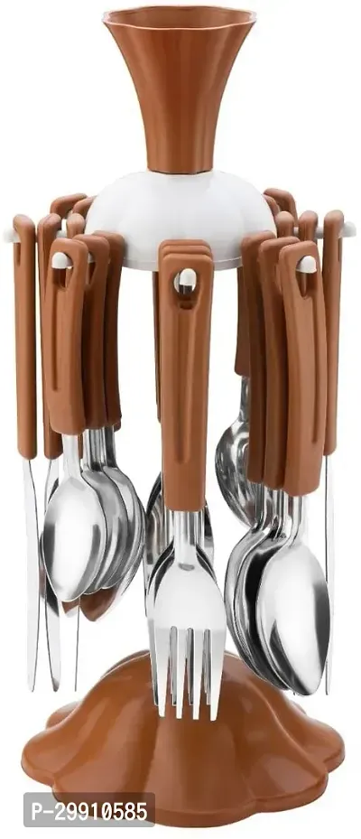 Stylish Brown Cutlery Set With Storage Box Pack Of 24-thumb0