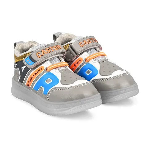 KATS JRDN-5 Kids Unisex Comfy Mid-Top Casual Chunky Streetwear Fashion Sneakers Shoes with Light Blink for 1-5 Years Boys and Girls