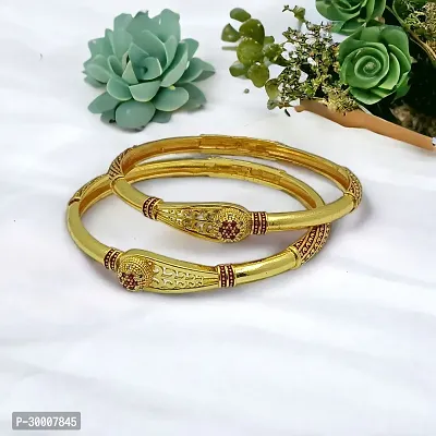 HKG Gold Plated Copper Kada Bangles For Women-thumb0