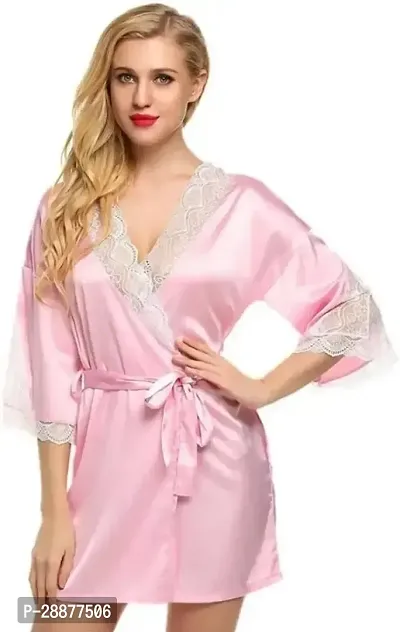 Stylish Women Satin Robe Nighty Nightwear PACK OF 1-thumb0