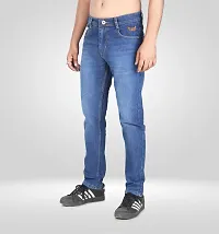 Elegant Blue Denim Solid Jeans For Men-thumb1