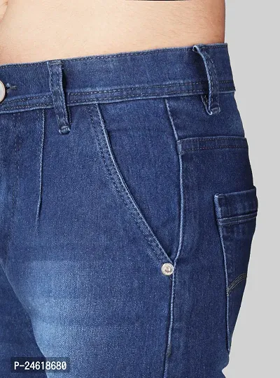 Elegant Blue Denim Solid Jeans For Men-thumb5