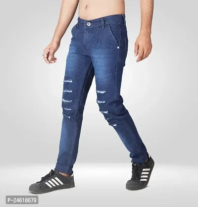 Elegant Blue Denim Solid Jeans For Men-thumb4