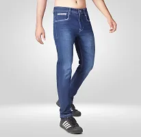 Elegant Blue Denim Solid Jeans For Men-thumb2