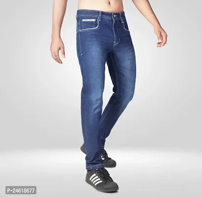 Elegant Blue Denim Solid Jeans For Men-thumb3