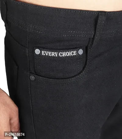 Elegant Black Denim Solid Jeans For Men-thumb4