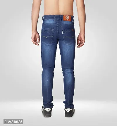 Elegant Blue Denim Solid Jeans For Men-thumb2