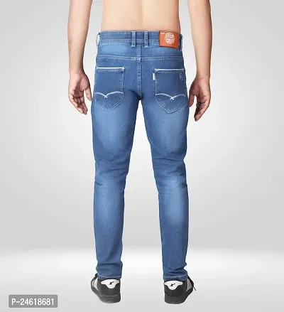 Elegant Blue Denim Solid Jeans For Men-thumb2