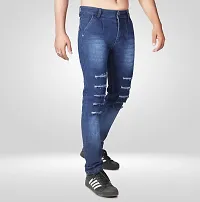 Elegant Blue Denim Solid Jeans For Men-thumb2