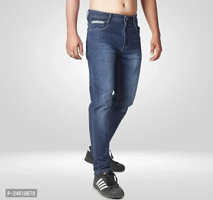 Elegant Blue Denim Solid Jeans For Men-thumb3