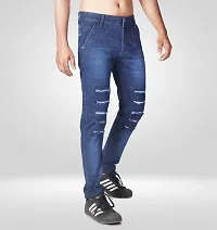 Elegant Blue Denim Solid Jeans For Men-thumb2