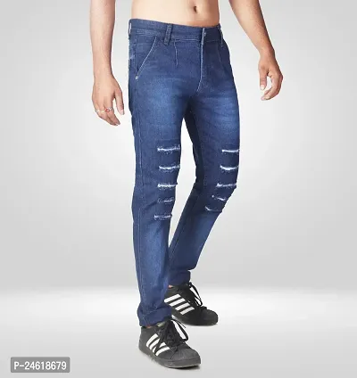 Elegant Blue Denim Solid Jeans For Men-thumb3