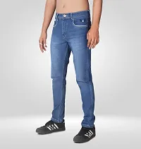 Elegant Blue Denim Solid Jeans For Men-thumb3