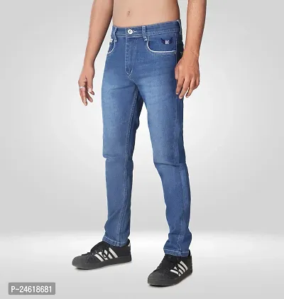 Elegant Blue Denim Solid Jeans For Men-thumb4