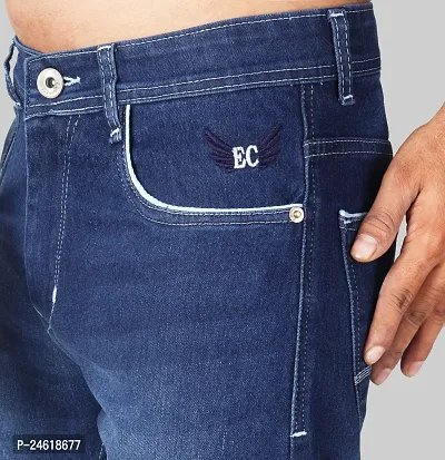 Elegant Blue Denim Solid Jeans For Men-thumb4