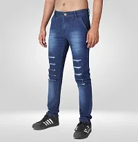 Elegant Blue Denim Solid Jeans For Men-thumb3