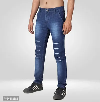 Elegant Blue Denim Solid Jeans For Men-thumb4