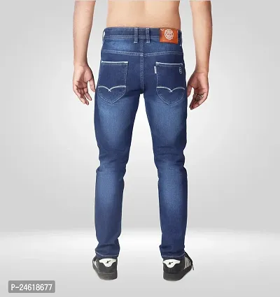 Elegant Blue Denim Solid Jeans For Men-thumb2