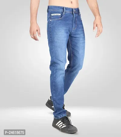 Elegant Blue Denim Solid Jeans For Men-thumb5
