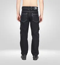 Stylish Men Denim 6 pocket Black Cargo Jeans-thumb1