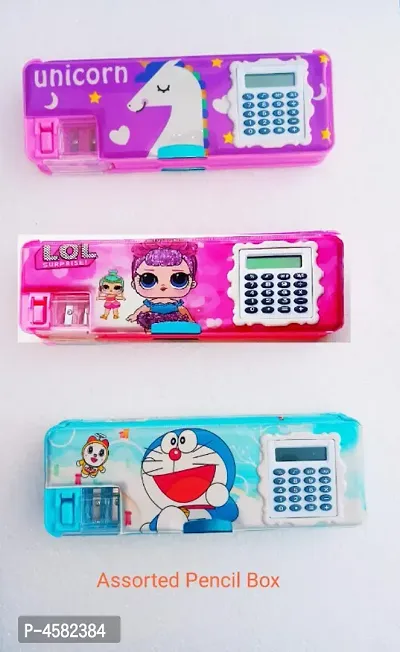 Pencil Box with Calculator and Two Sharper (Set of 1, Assorted Characters)-thumb0