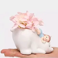 Handcrafted Cute Mini White Beer Flower Plant Pot  Polyresin Decorative Showpiece-thumb1