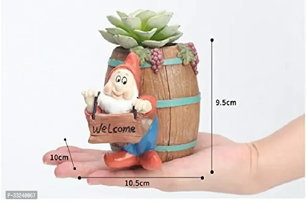 Beautiful Handcrafted Resin Succulent Planter Decorative Showpiece Statue for Home,Office, Garden, Car, Desk Decor (Senta with Welcom Basket)-thumb3