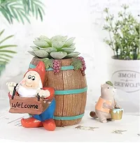 Beautiful Handcrafted Resin Succulent Planter Decorative Showpiece Statue for Home,Office, Garden, Car, Desk Decor (Senta with Welcom Basket)-thumb3