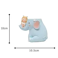 Handcrafted Cute Girl on Elephant Succulent Planter for Indoor Plants - Resin Blue Elephant Planters Table Top Decorative Gardening Pot for Living Room, Home  Office Decoration-thumb1