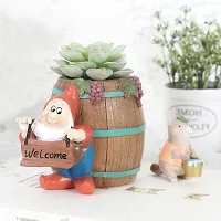 Resin Cute Santa Welcome with Basket Designed Resin pots Succulent Planter Flower Pot Creative Gamla Home and Garden Decor | ND Mini Container for Office(Plant Not Included)-thumb2