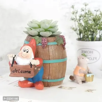 Resin Cute Santa Welcome with Basket Designed Resin pots Succulent Planter Flower Pot Creative Gamla Home and Garden Decor | ND Mini Container for Office(Plant Not Included)-thumb3