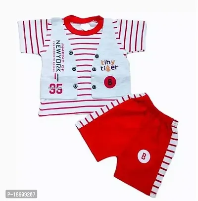 Stylish Cotton Blend Red Printed T-Shirt With Shorts For Boys