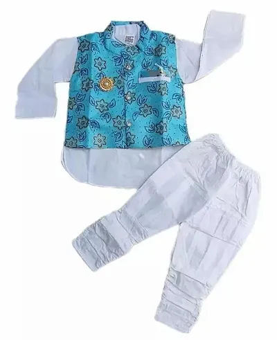 Stylish Sea Kurta With Pajama Set For Boys