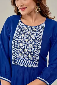 Stylish Blue Viscose Rayon Embroidered Short Kurta For Women-thumb2