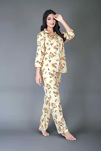 Elegant Yellow Lycra Printed Top And Pyjama Set For Women-thumb3