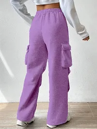 Elegant Magenta Polyester Blend Solid Cargo Trouser For Women-thumb1