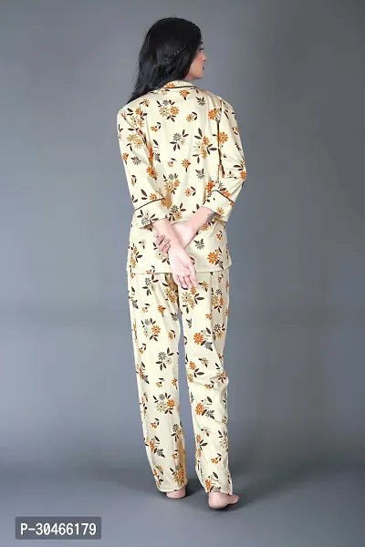 Elegant Yellow Lycra Printed Top And Pyjama Set For Women-thumb2