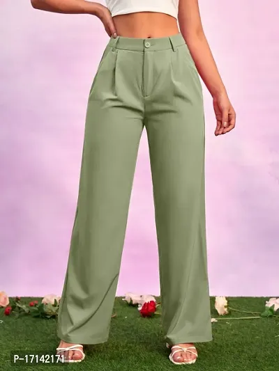 Women Regular Fit Pista Cotton Blend Trousers-thumb0