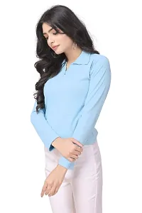 Casual Regular Sleeves Solid Women Skyblue Top-thumb1