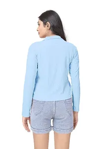 Casual Regular Sleeves Solid Women Skyblue Top-thumb3