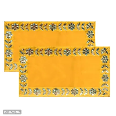 Yellow Pooja Cloth For God, Velvet Altar Cloth For Puja Pack Of 2 Size 10X20